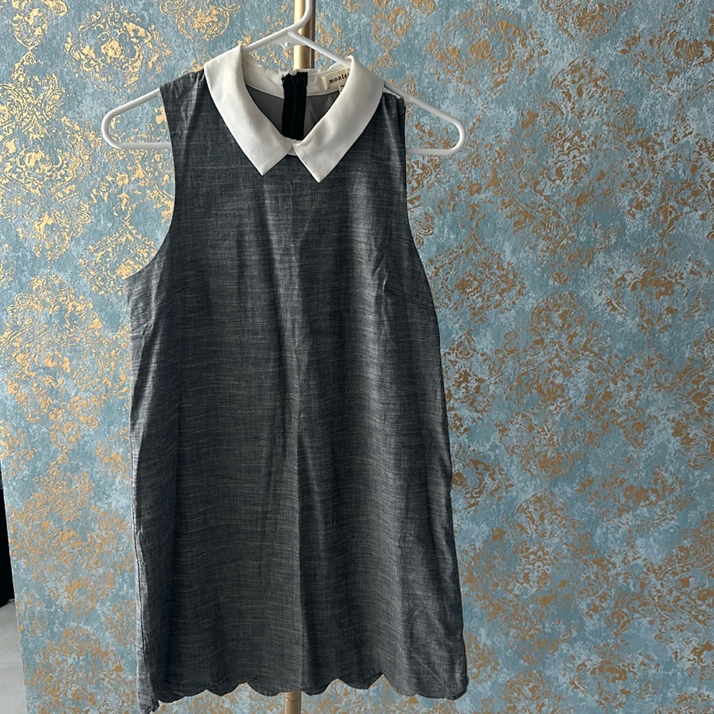 Collar Gray and White Dress